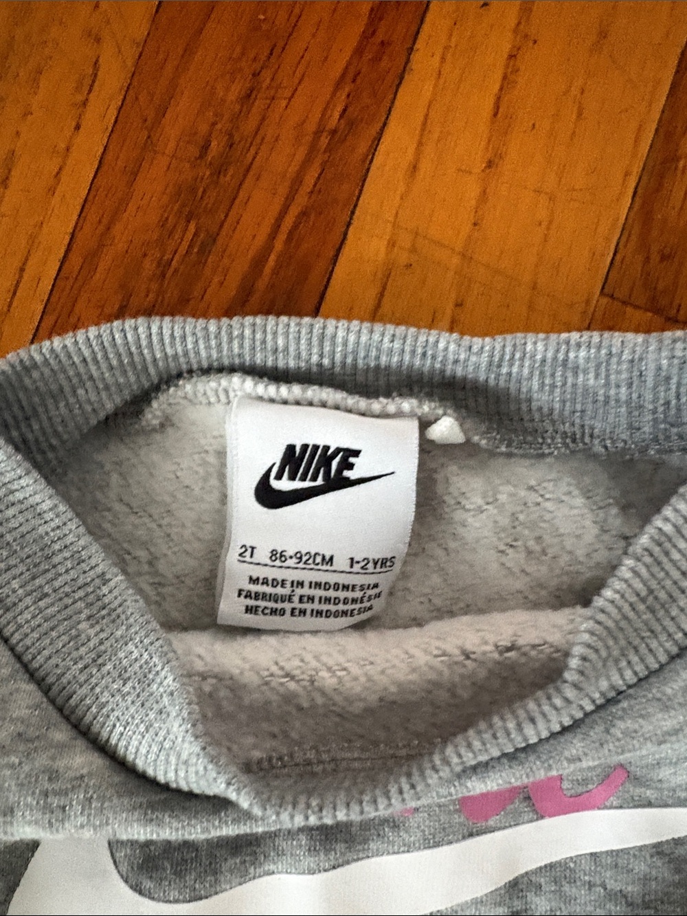 Nike Girls Gray Sweatshirt with Pink Leggings Set - Picture 2 of 3